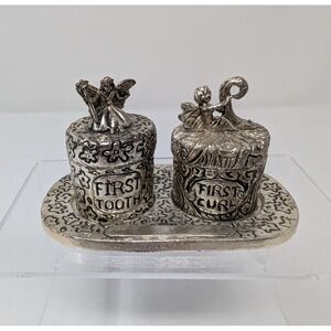 Pewter First Curl First Tooth Keepsakes 5 Piece Set Fairy Boxes Engravable‎ Tray